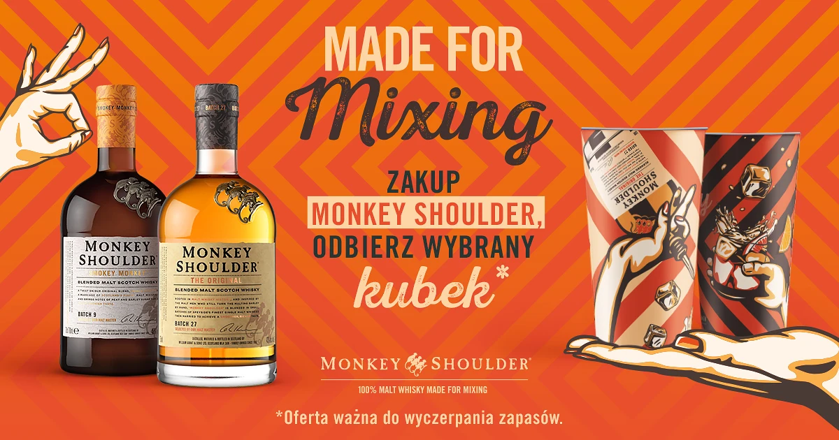 Przy zakupie Monkey Shoulder, odbierz wybrany kubek